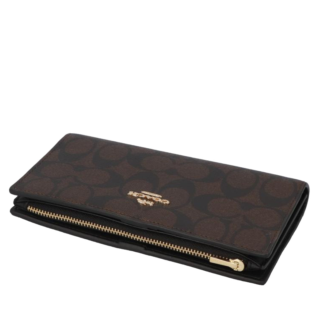 Buy Coach Slim Zip Wallet In Signature Canvas in Brown/ Black C8714 Online  in Singapore | PinkOrchard.com