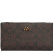 Buy Coach Slim Zip Wallet In Signature Canvas in Brown/ Black C8714  Online in Singapore | PinkOrchard.com