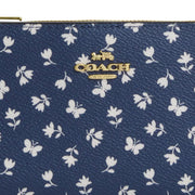 Closeup of Coach Slim Zip Wallet With Floral Print - Deep Blue Multi CBO24
