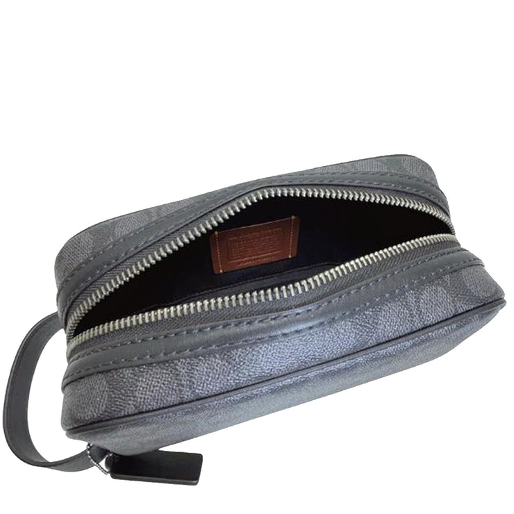 Interior View of Coach Small Travel Kit Bag In Signature Canvas - Charcoal/ Black CAR15