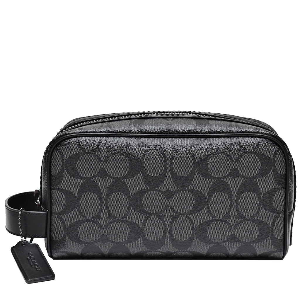 COACH ブラック ハンドバッグ Buy Coach Travel Kit Bag In Signature Canvas In Charcoal/ Black