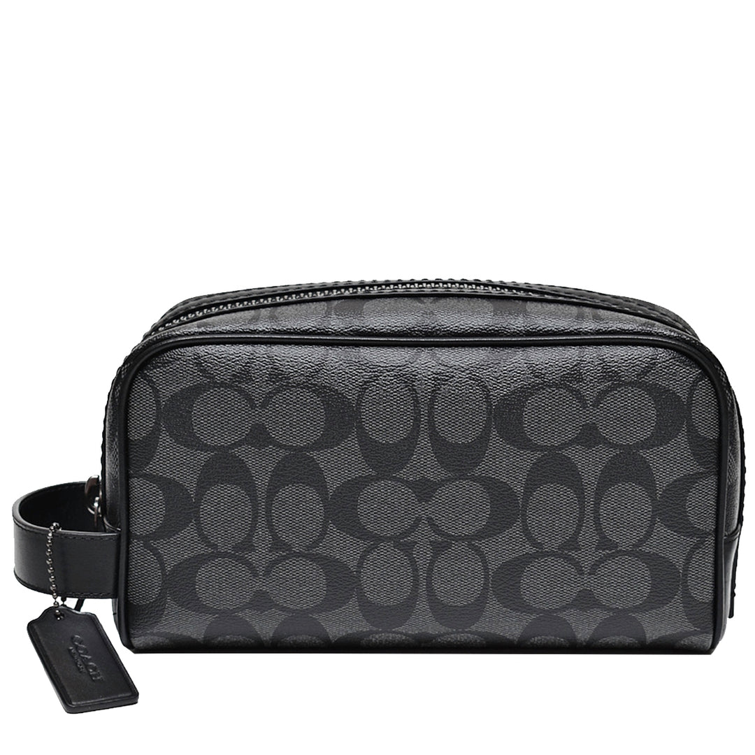 Buy Coach Travel Kit Bag In Signature Canvas In Charcoal/ Black