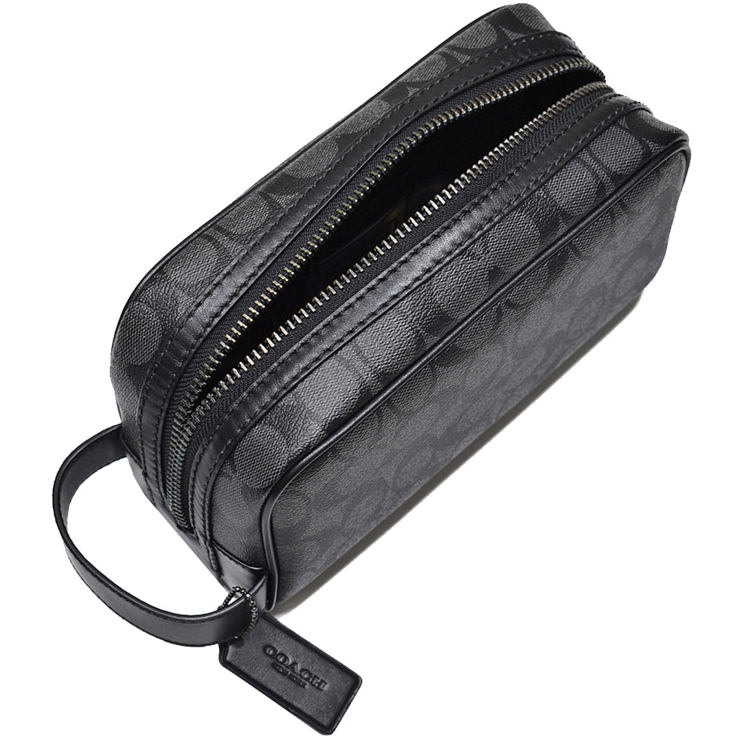 Buy Coach Travel Kit Bag In Signature Canvas In Charcoal/ Black