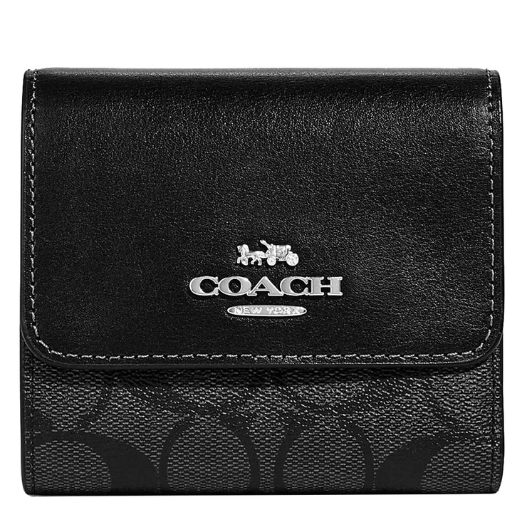 Buy Coach Small Trifold Wallet In Blocked Signature Canvas In Graphite/ Black CE930 Online in Singapore | PinkOrchard.com