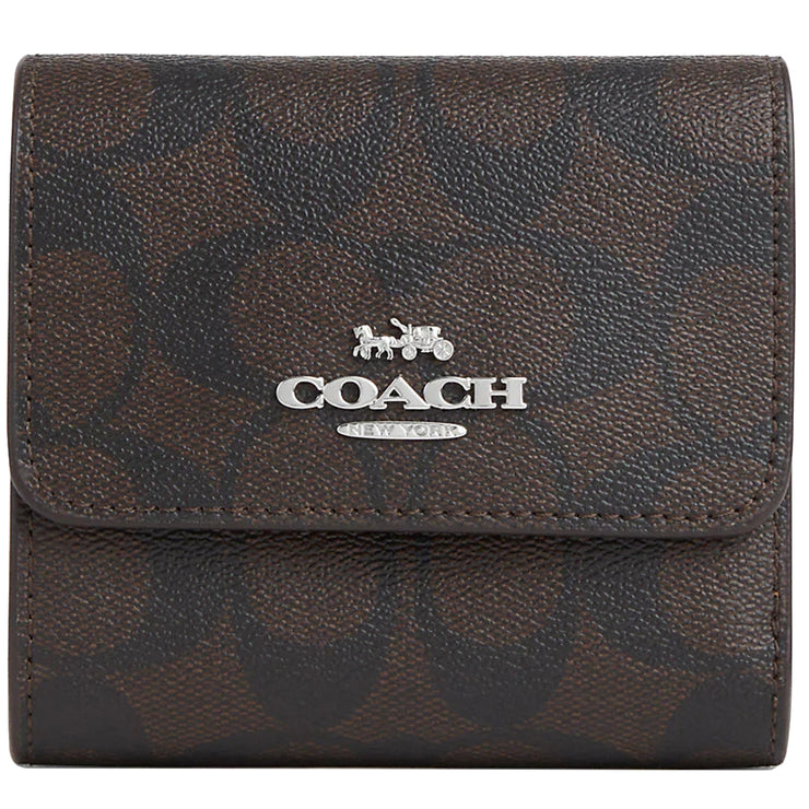 Buy Coach Small Trifold Wallet In Signature Canvas With Colorblock Interior in Brown/ Iris Multi CL472 Online in Singapore | PinkOrchard.com