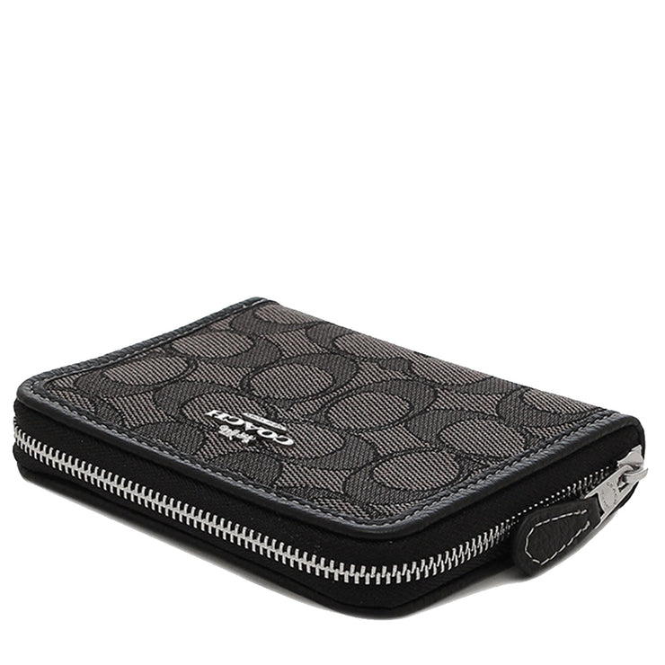 Buy Coach Small Zip Around Wallet In Signature Jacquard in Black Smoke Black Multi CH389