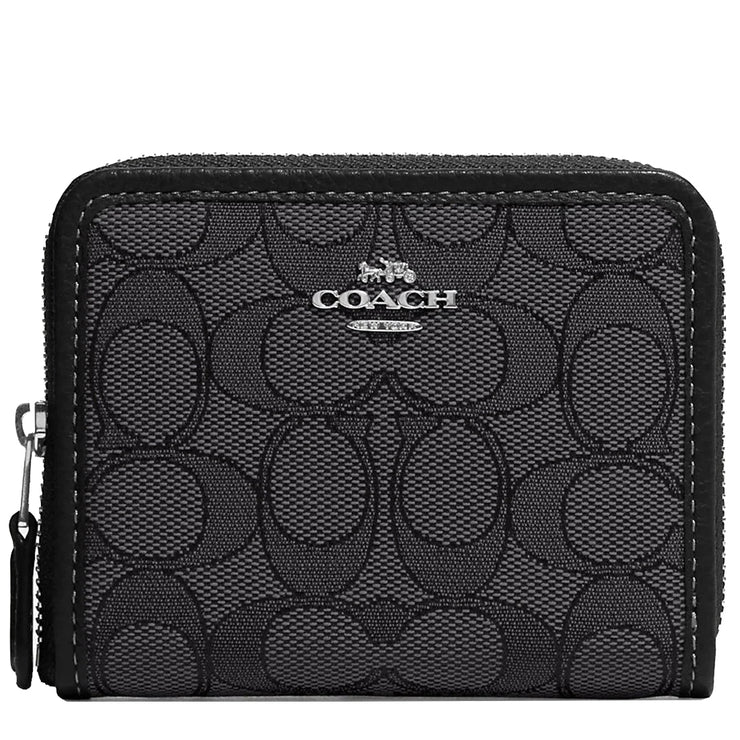 Buy Coach Small Zip Around Wallet In Signature Jacquard in Black Smoke Black Multi CH389