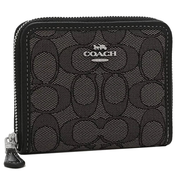 Buy Coach Small Zip Around Wallet In Signature Jacquard in Black Smoke Black Multi CH389