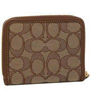 Buy Coach Small Zip Around Wallet In Signature Jacquard in Khaki/ Saddle Multi CH389 Online in Singapore | PinkOrchard.com