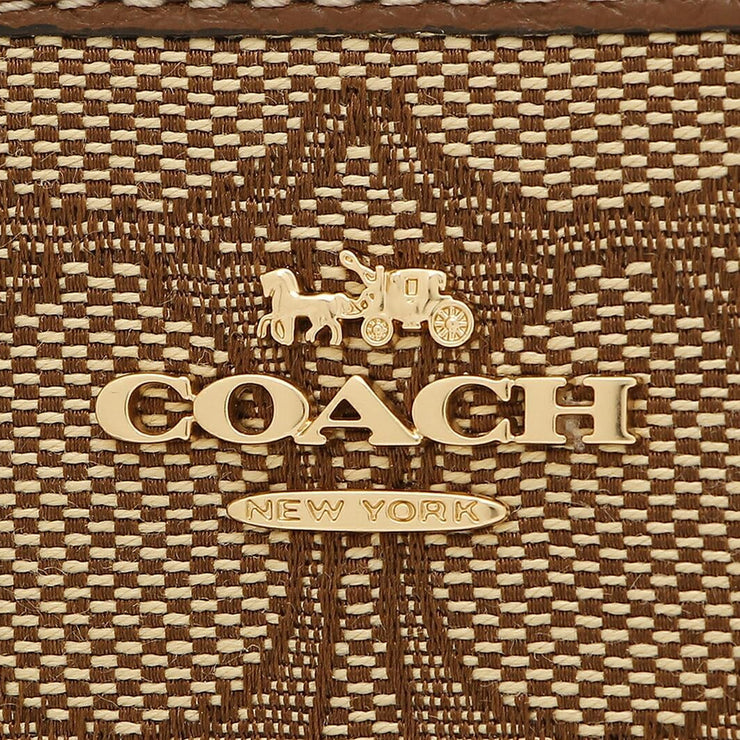 Buy Coach Small Zip Around Wallet In Signature Jacquard in Khaki/ Saddle Multi CH389 Online in Singapore | PinkOrchard.com