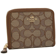 Buy Coach Small Zip Around Wallet In Signature Jacquard in Khaki/ Saddle Multi CH389 Online in Singapore | PinkOrchard.com