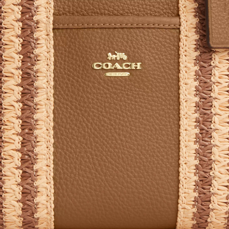 Closeup of Coach Smith Tote Bag 24- Honey Brown Multi CBG91