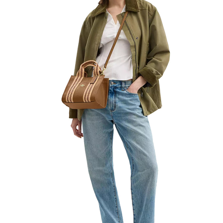 Model Wearing Coach Smith Tote Bag 24- Honey Brown Multi CBG91
