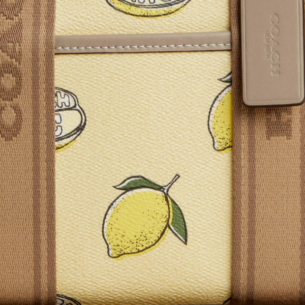 Closeup of Coach Smith Tote Bag 24 With Lemon Print - Garden Glade Multi CAR79