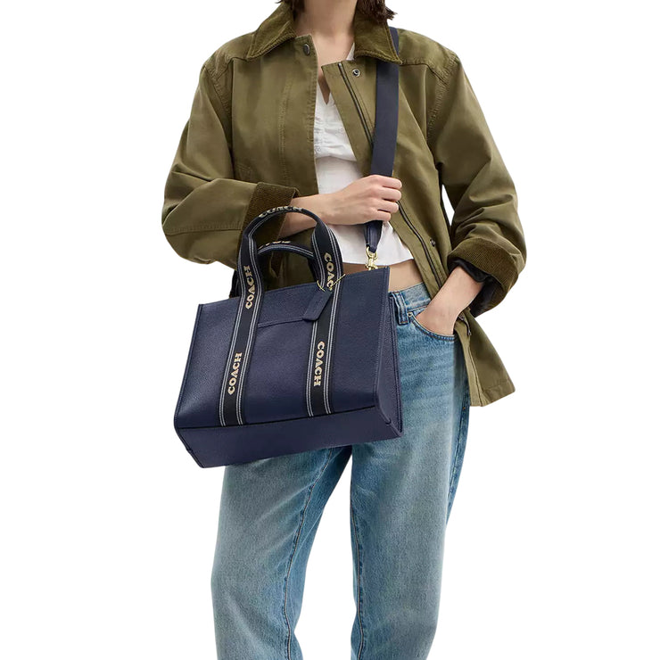 Model Wearing Coach Smith Tote Bag - Denim Multi CBM10