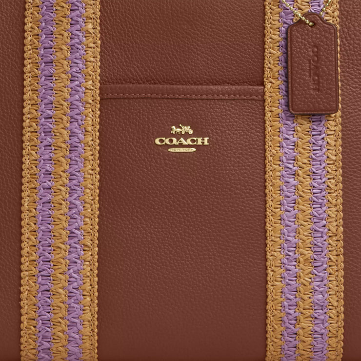 Closeup of Coach Smith Tote Bag - Redwood Multi CBG90