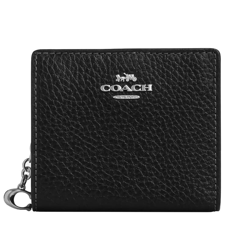 Front View of Coach Snap Wallet - Black CBO77