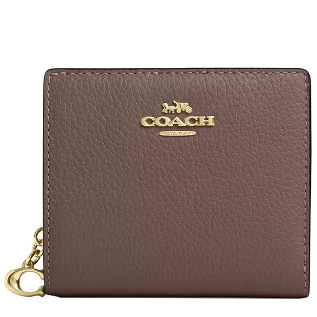 Front View of Coach Snap Wallet - Dark Stone C2862