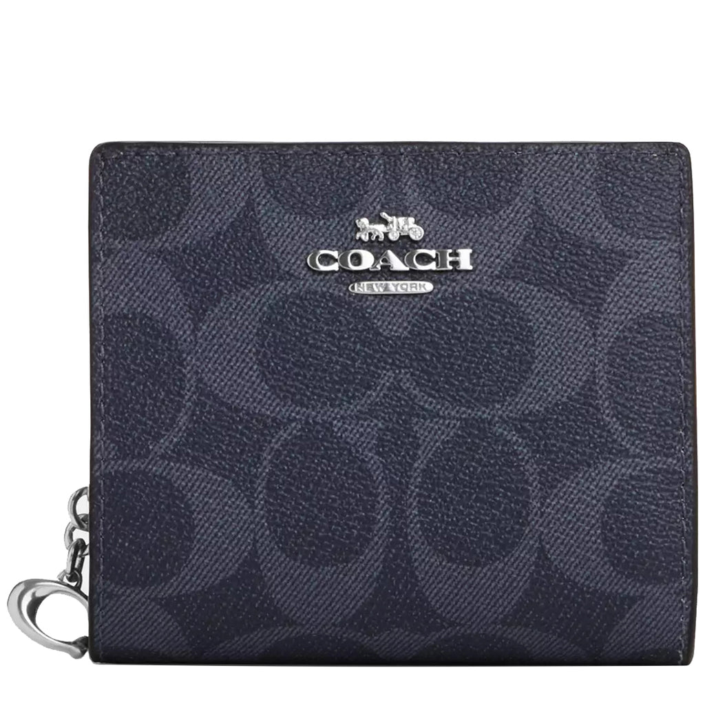 Buy Coach Snap Wallet In Signature Canvas in Denim/ Midnight Navy