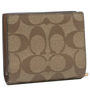Coach Snap Wallet In Signature Canvas in Khaki/ Redwood C3309
