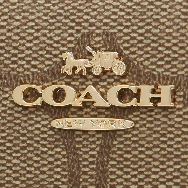 Coach Snap Wallet In Signature Canvas in Khaki/ Redwood C3309