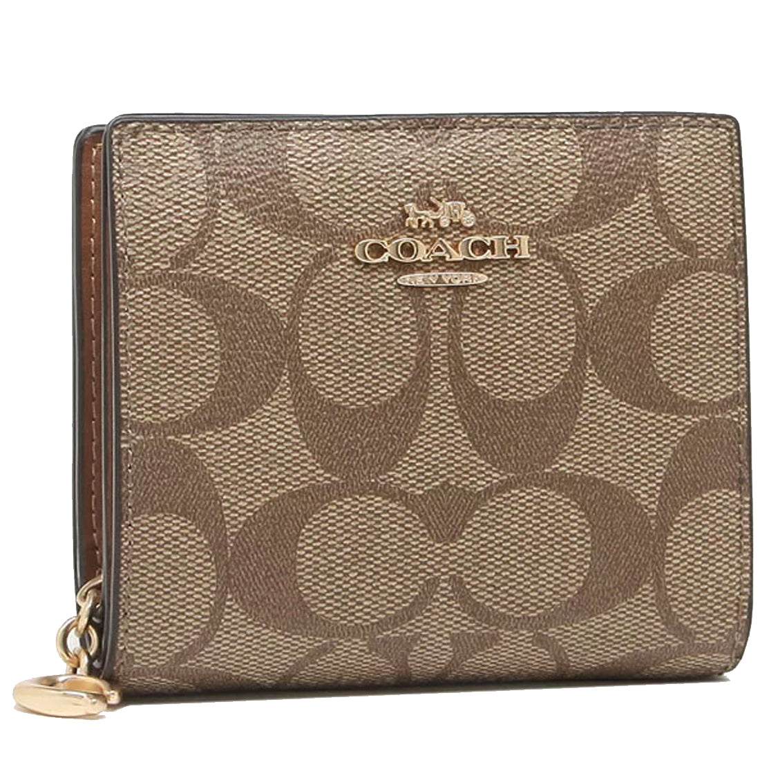 Buy Coach Snap Wallet In Signature Canvas in Khaki/ Redwood C3309 ...