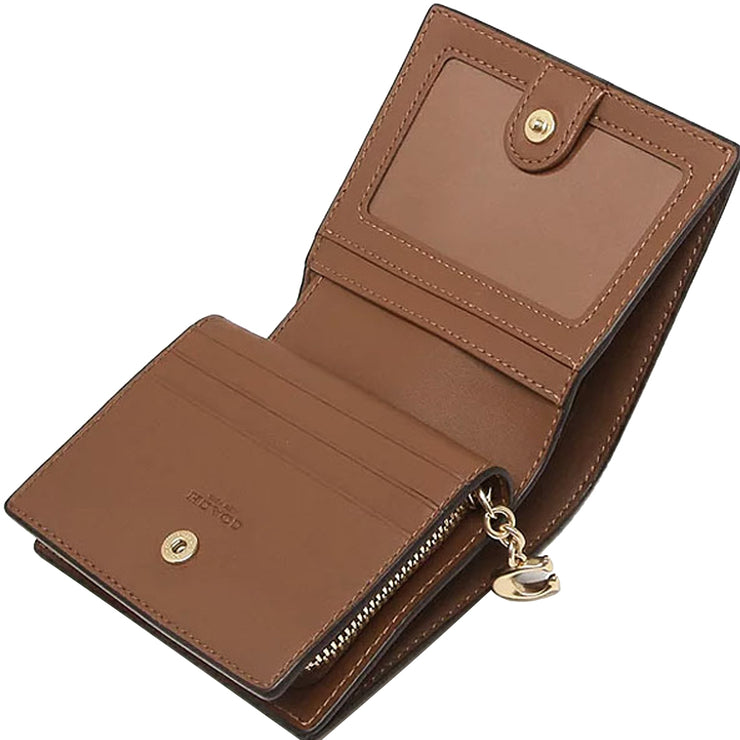 Coach Snap Wallet In Signature Canvas in Khaki/ Redwood C3309