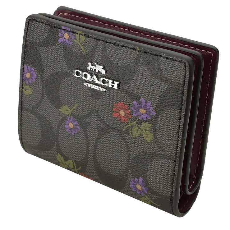 Buy Coach Snap Wallet In Signature Canvas With Country Floral Print in Graphite/ Deep Berry CM973 Online in Singapore | PinkOrchard.com