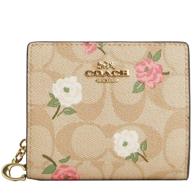 Buy Coach Snap Wallet In Signature Canvas With Floral Print in Light Khaki/ Chalk Multi CR969 Online in Singapore | PinkOrchard.com
