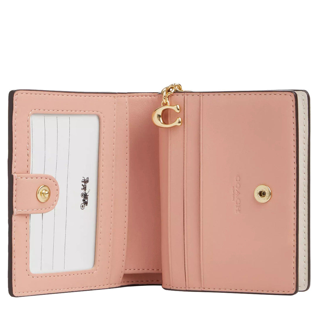 【COACH】二つ折り財布 Snap Wallet /Floral Print Coach Snap Wallet Signature Canvas With Floral Print In Sand
