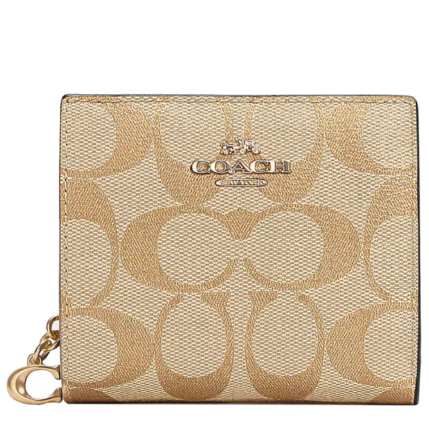 Buy Coach Snap Wallet In Signature Canvas in Light Khaki/ Light Saddle C3309 Online in Singapore | PinkOrchard.com