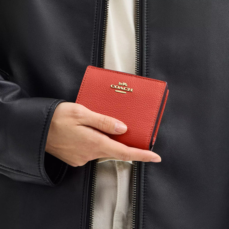 Model Holding Coach Snap Wallet With Charm - Mango CBO74