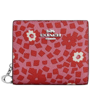 Front View of Coach Snap Wallet With Floral Print - Pink Multi CBO75