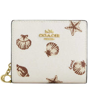 Front View of Coach Snap Wallet With Shell Print - Chalk Multi CBO73