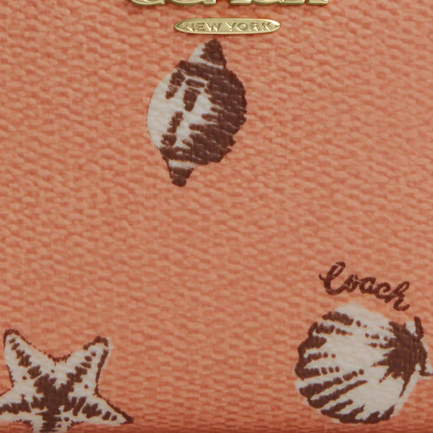 Closeup of Coach Snap Wallet With Shell Print - Coral/ Sunrise CBO73