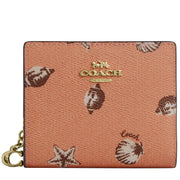Front View of Coach Snap Wallet With Shell Print - Coral/ Sunrise CBO73