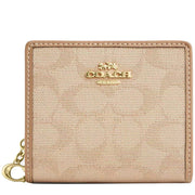 Front View of Coach Snap Wallet With Signature Canvas - Dark Natural Multi CAP12