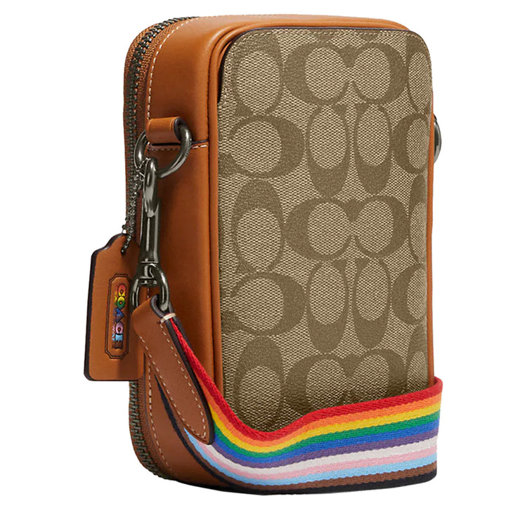 Coach Stanton Crossbody Bag In Signature Canvas With Patches in Khaki Multi CJ671