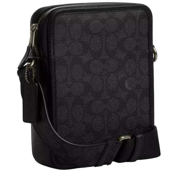 Back View of Coach Sullivan Crossbody Bag In Signature Canvas - Charcoal/ Black CAT78