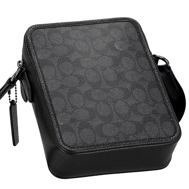 Back View of Coach Sullivan Crossbody Bag In Signature Canvas - Charcoal/ Black CAT78