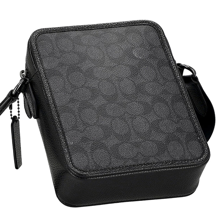 Back View of Coach Sullivan Crossbody Bag In Signature Canvas - Charcoal/ Black CAT78