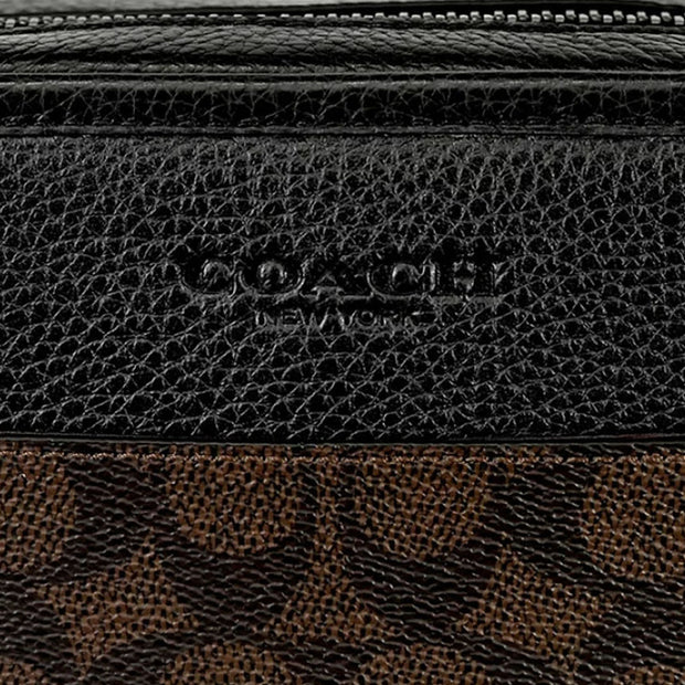 Closeup of Coach Sullivan Crossbody Bag In Signature Canvas - Walnut/ Black CAT78
