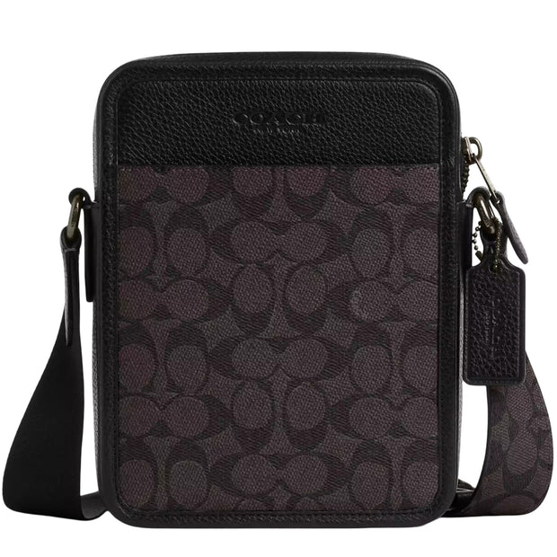 Front View of Coach Sullivan Crossbody Bag In Signature Canvas - Walnut/ Black CAT78