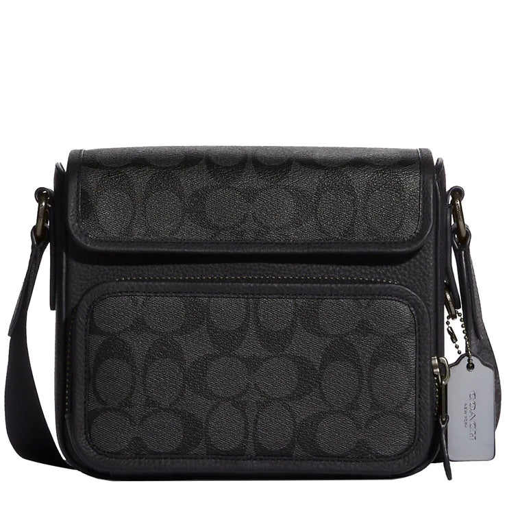 Buy Coach Sullivan Flap Crossbody Bag In Signature Canvas in Black/ Charcoal C9870 Online in Singapore | PinkOrchard.com