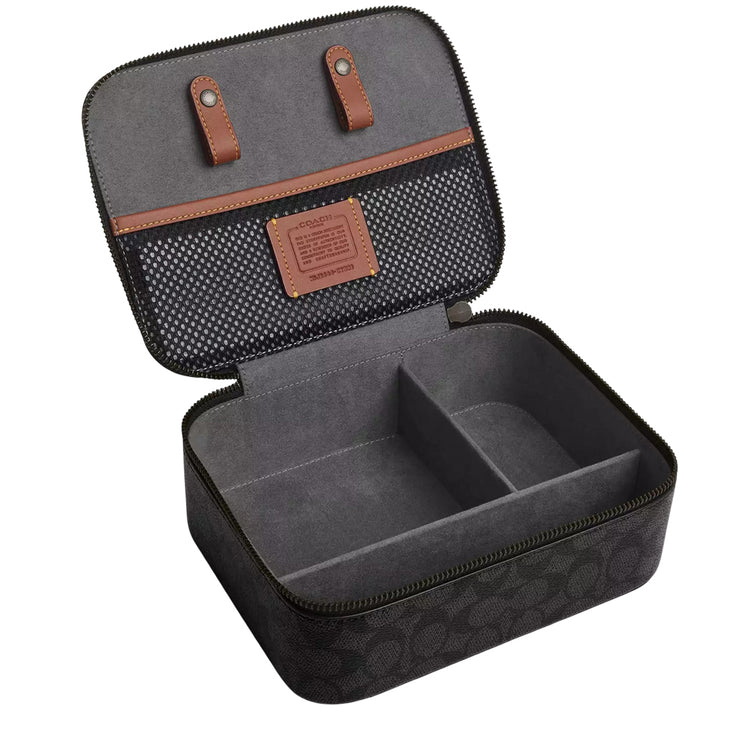 Interior View of Coach Tech Organizer In Colorblock Signature Canvas - Charcoal/ Denim CY392