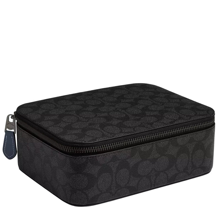 Front View of Coach Tech Organizer In Colorblock Signature Canvas - Charcoal/ Denim CY392