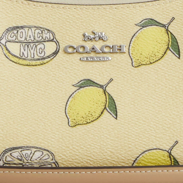 Closeup of Coach Teri Mini Crossbody Bag With Lemon Print - Garden Glade Multi CAL21