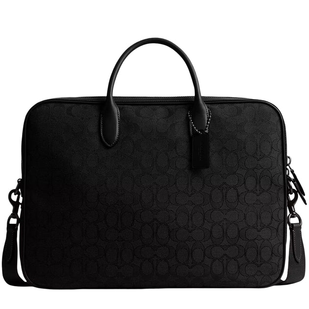 COACH ビジネスバッグ ブラック レザー Coach Theo Work Bag In Signature Jacquard CAK97 | Designer Bags
