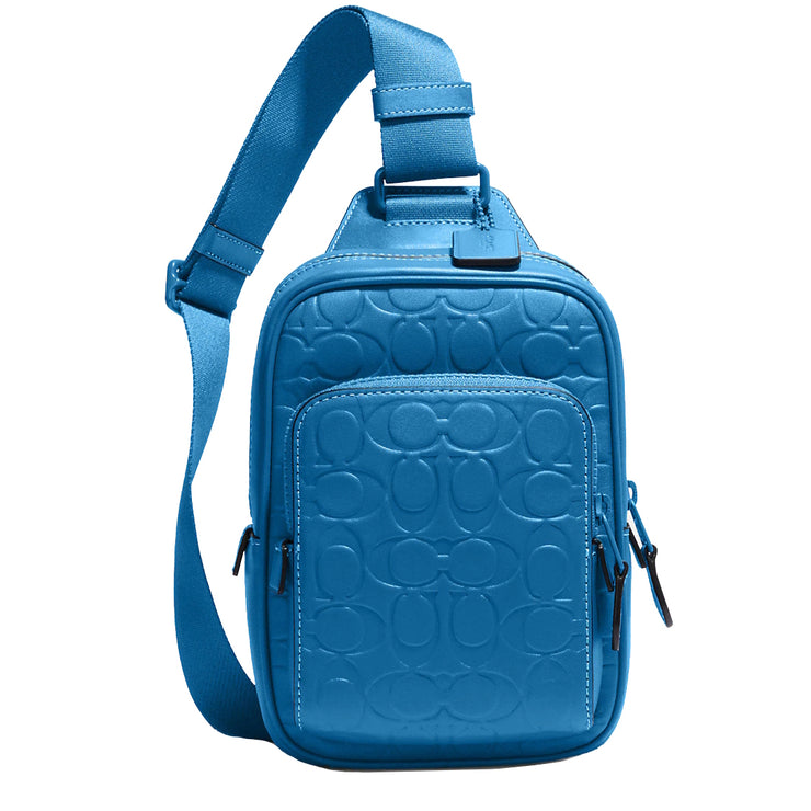 Coach Track Pack Bag 14 In Signature Leather in Blue Jay CH072