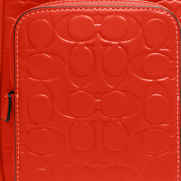 Coach Track Pack Bag 14 In Signature Leather in Red Orange CH072
